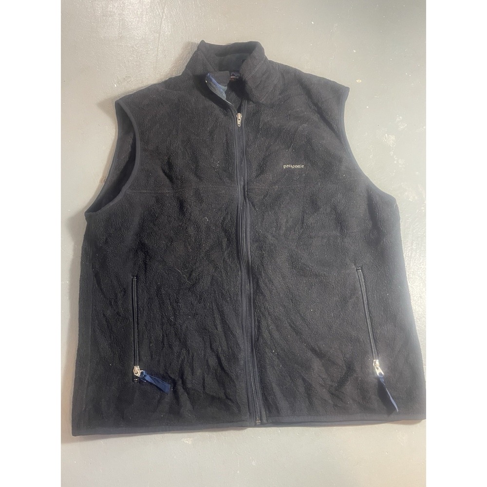 Patagonia Synchilla Fleece Vest Mens XL Black Full Zip Pockets Outdoor Hiking